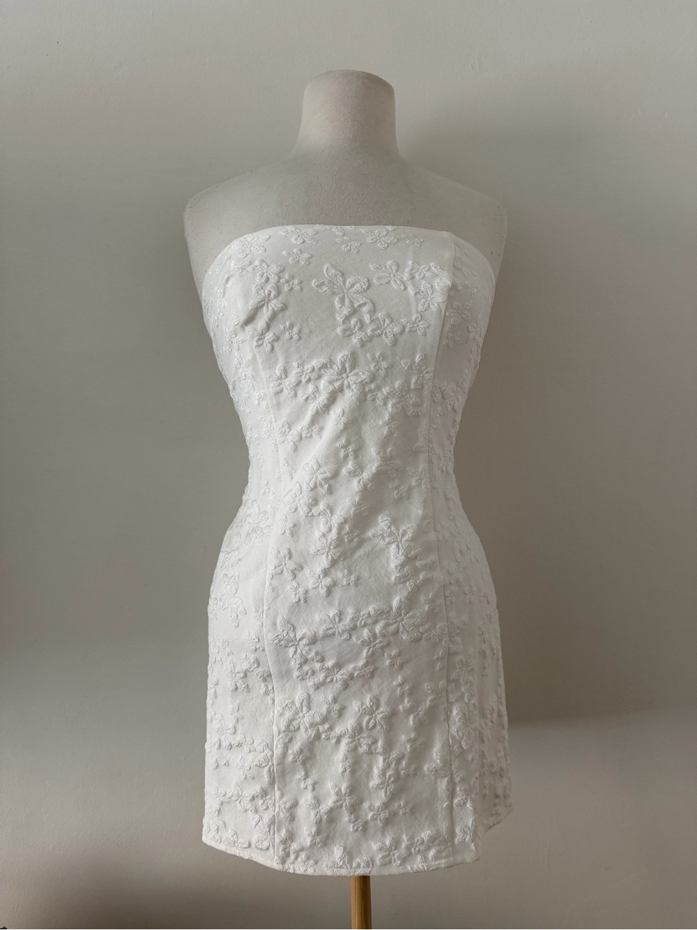 Princess Polly Strapless White Embroidered Mini Dress
